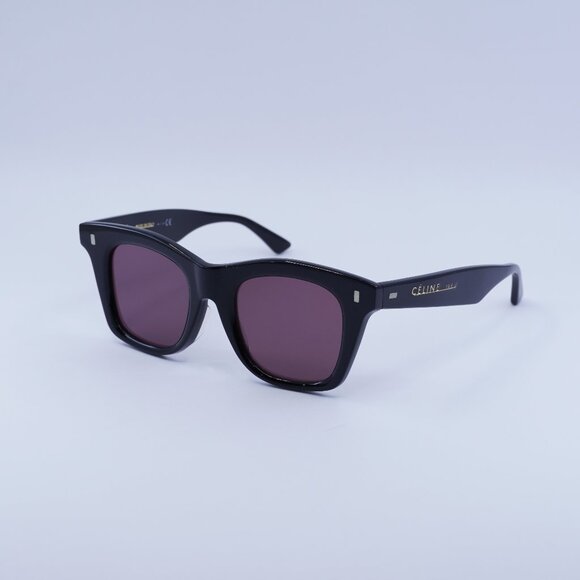 🕶️ New Celine CL40057F 01Y Sunglasses - Black Frame, Purple Lenses - Picture 1 of 9